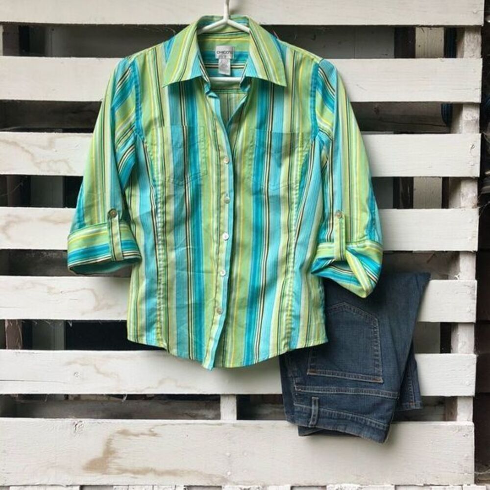 Chico’s 3/4 sleeve striped shirt